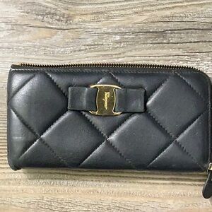 Salvatore Ferragamo Black Quilted Leather Wallet